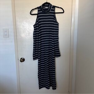 Splendid Striped Navy and White cold shoulder Women's Dress size S